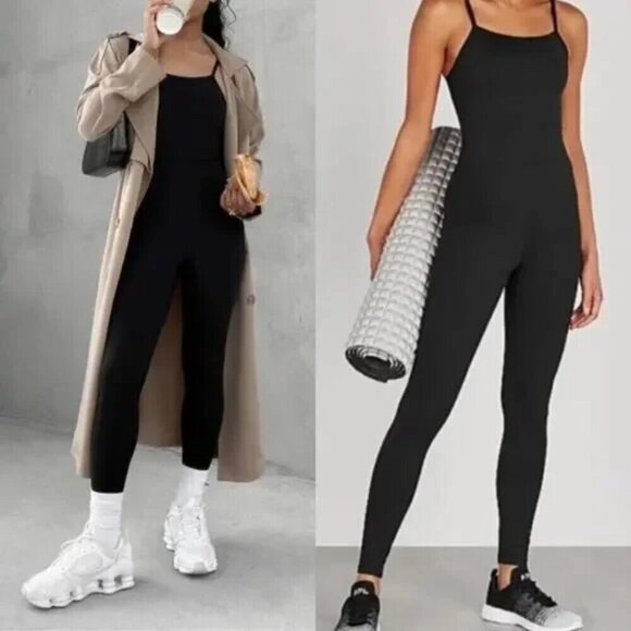 Girlfriend Collective Cami Unitard Jumpsuit Onesie Black Size Small - Picture 1 of 7